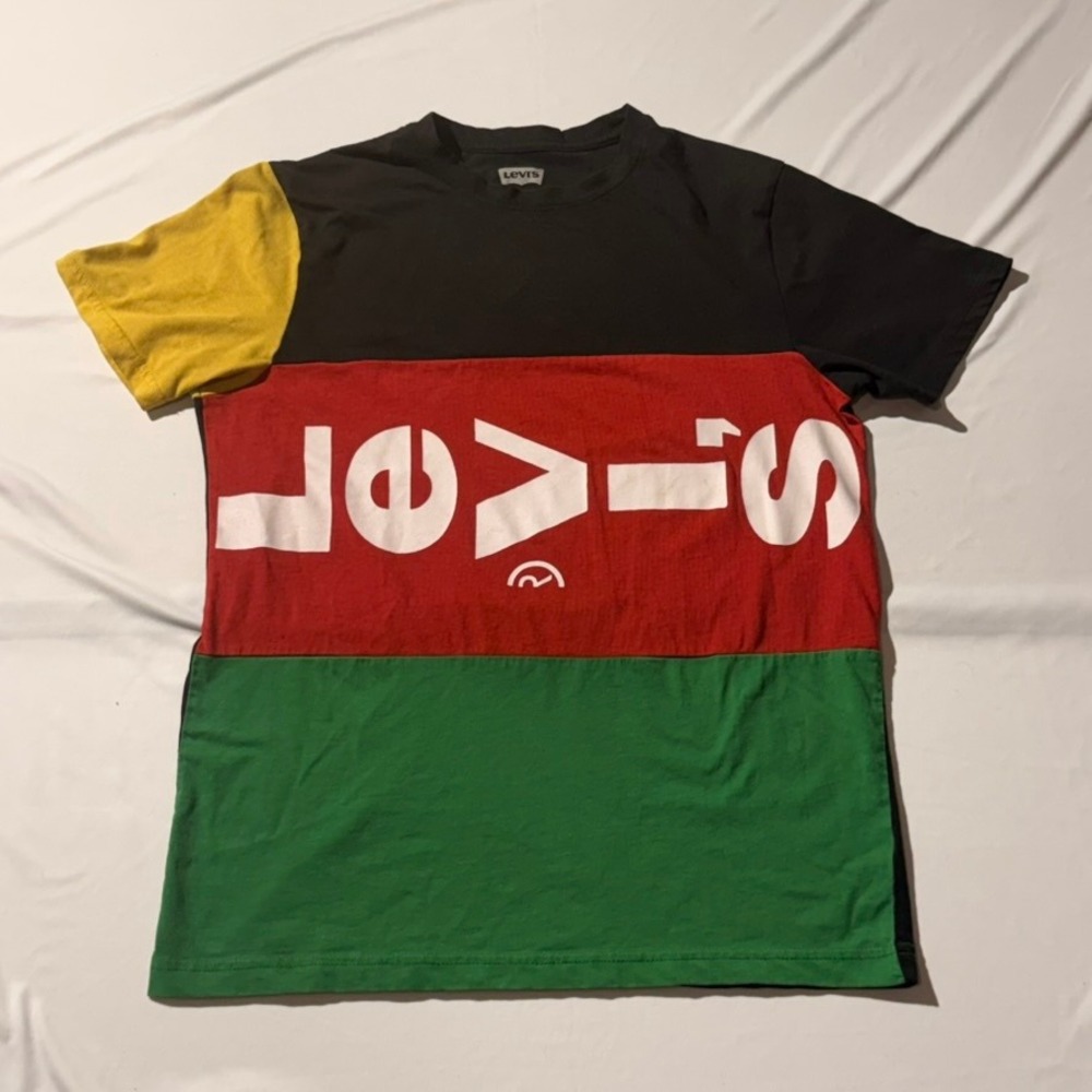 Levi's T-Shirt Mens Medium Multicolor Colorblock Graphic Logo Short Sleeve Retro